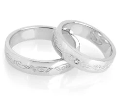 PARTNERRINGE, SILBERRINGE MIT FLORALEM DESIGN, 925 SILBER