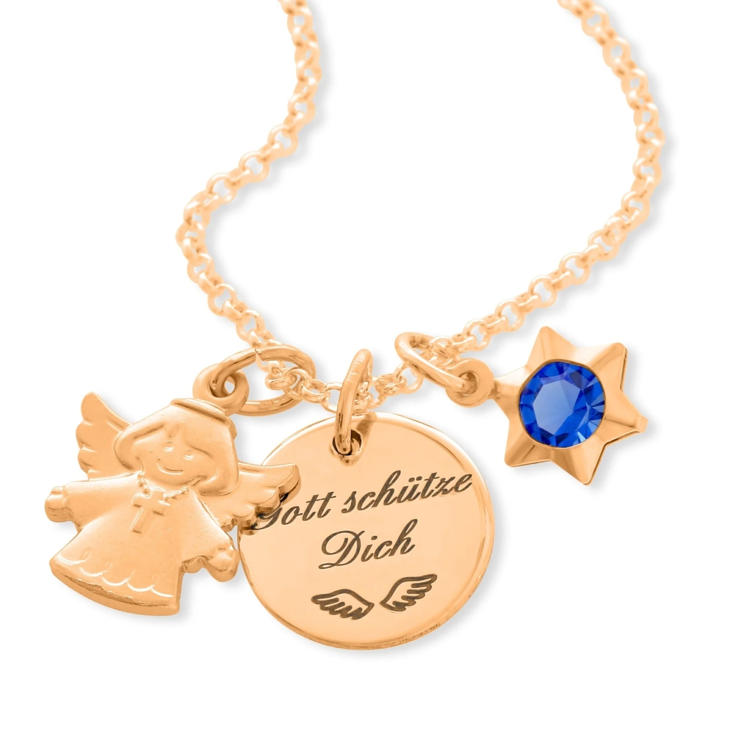 ENGELSCHMUCK NAMENSKETTE ROSÉ VERGOLDET TAUFSCHMUCK 1 ENGELSCHMUCK NAMENSKETTE ROSÉ VERGOLDET TAUFSCHMUCK