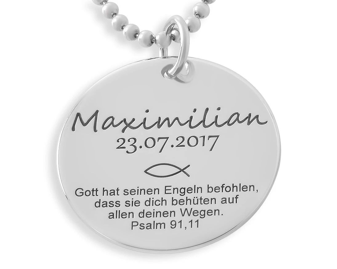 TAUFSCHMUCK MIT NAMEN, KETTE MIT GRAVUR, NAMENSKETTE, TAUFE 1 TAUFSCHMUCK MIT NAMEN, KETTE MIT GRAVUR, NAMENSKETTE, TAUFE