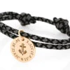Segelseil 3mm Schwarz Grau Koordinaten Anhänger Rosé Vergoldet Gravur Armband