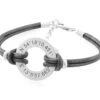 LEDERARMBAND MIT KOORDINATEN SILBER ARMBAND DAMENARMBAND GRAVUR