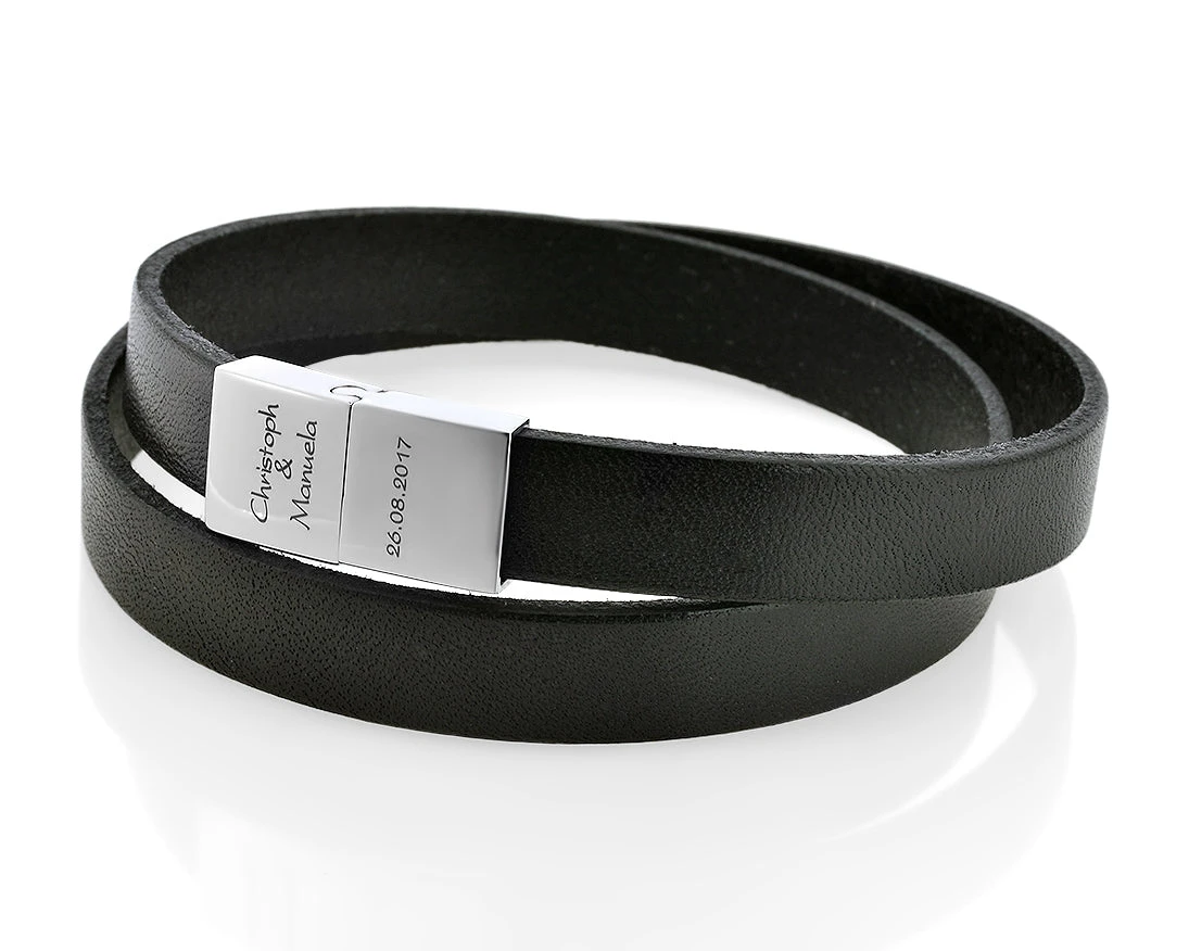 MÄNNERARMBAND MIT GRAVUR LEDERBAND MIT NAMEN SCHWARZ GESCHENK FÜR DEN MANN 3 MÄNNERARMBAND MIT GRAVUR LEDERBAND MIT NAMEN SCHWARZ GESCHENK FÜR DEN MANN – Bild 3