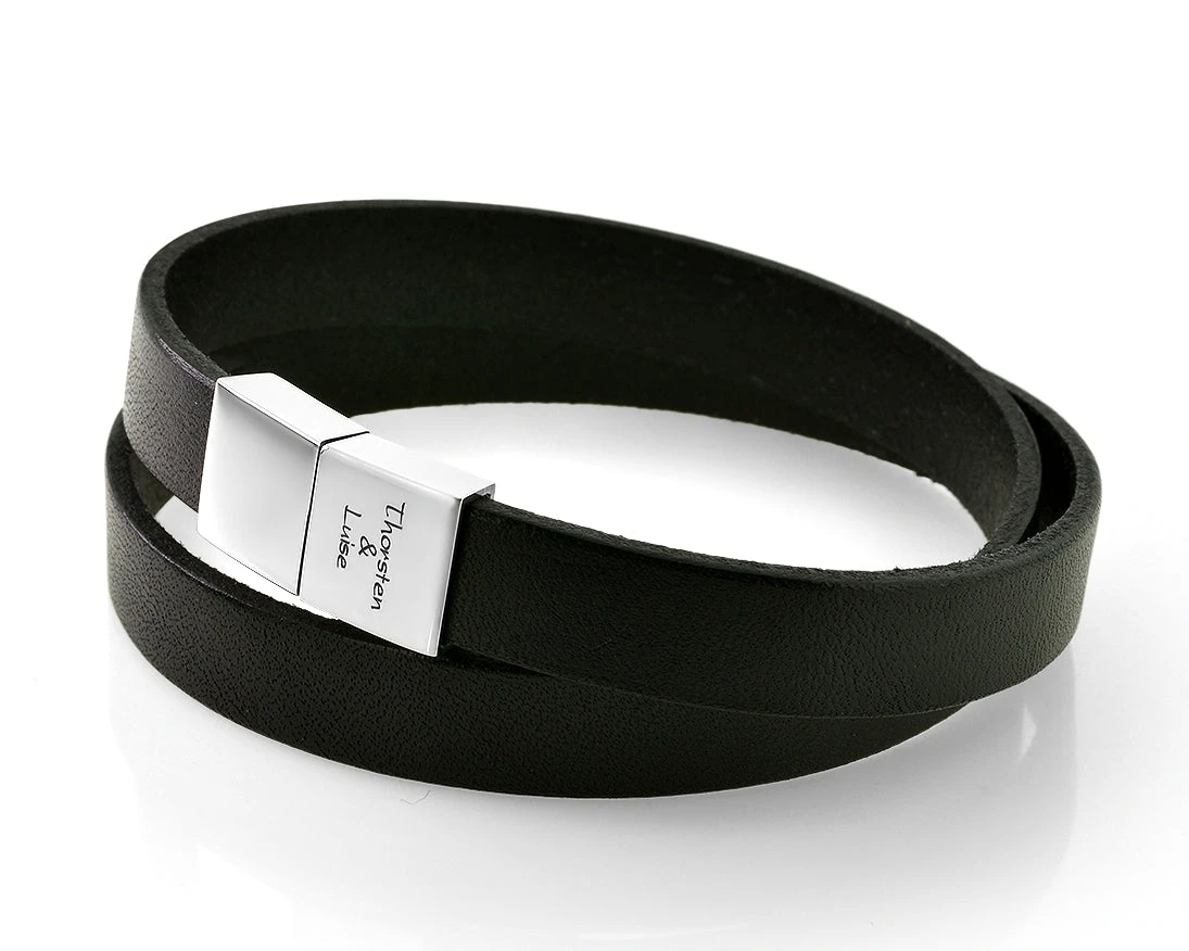 MÄNNERARMBAND MIT GRAVUR LEDERBAND MIT NAMEN SCHWARZ GESCHENK FÜR DEN MANN 2 MÄNNERARMBAND MIT GRAVUR LEDERBAND MIT NAMEN SCHWARZ GESCHENK FÜR DEN MANN – Bild 2
