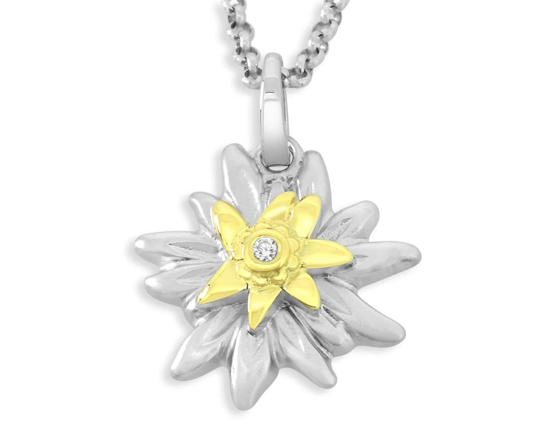 ANHÄNGER BLUME, BLÜTE VERGOLDET MIT ZIRKONIA, SILBERSCHMUCK 1 ANHÄNGER BLUME, BLÜTE VERGOLDET MIT ZIRKONIA, SILBERSCHMUCK