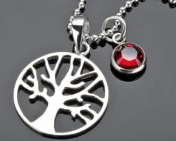 SILBERSCHMUCK, KETTE LEBENSBAUM, MONATSSTEIN, DESIGNERSCHMUCK