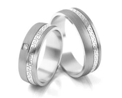 EHERINGE MIT MUSTER, GRIECHISCHE HOCHZEITSRINGE, TRAURING MIT ZIRKONIA -Modejuwelier Geschäft 900203wg 1 1
