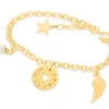 Namensarmband Vergoldet Verstellbar Gravur Armkettchen Flügel Perle Anhänger