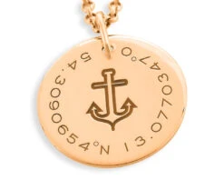 KETTE ANKER,KOORDINATEN, ROSÉ VERGOLDET, MARITIMER SCHMUCK