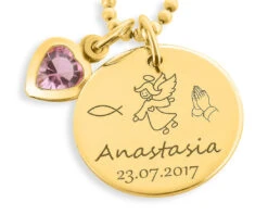 KETTE VERGOLDET, TAUFSCHMUCK GOLD, MÄDCHENSCHMUCK, GESCHENK