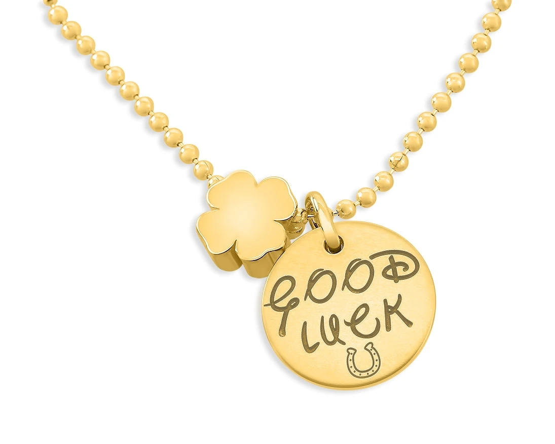 KETTE MIT KLEEBLATT, SCHMUCK MIT GRAVUR, KETTE VERGOLDET 1 KETTE MIT KLEEBLATT, SCHMUCK MIT GRAVUR, KETTE VERGOLDET