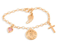 ARMBAND ROSÉ VERGOLDET, HERZ ANHÄNGER, KREUZ, NAMENSSCHMUCK