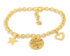 NAMENSSCHMUCK VERGOLDET, ARMBAND MIT GRAVUR, TAUFGESCHENK