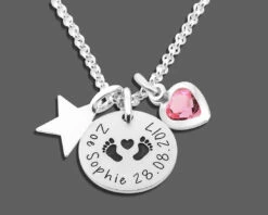 GESCHENK SCHACHTEL SILBERKETTE MIT "BABYFÜßCHEN" GESCHENK ZUR GEBURT NAMENSSCHMUCK -Modejuwelier Geschäft dsc 3124 3 4