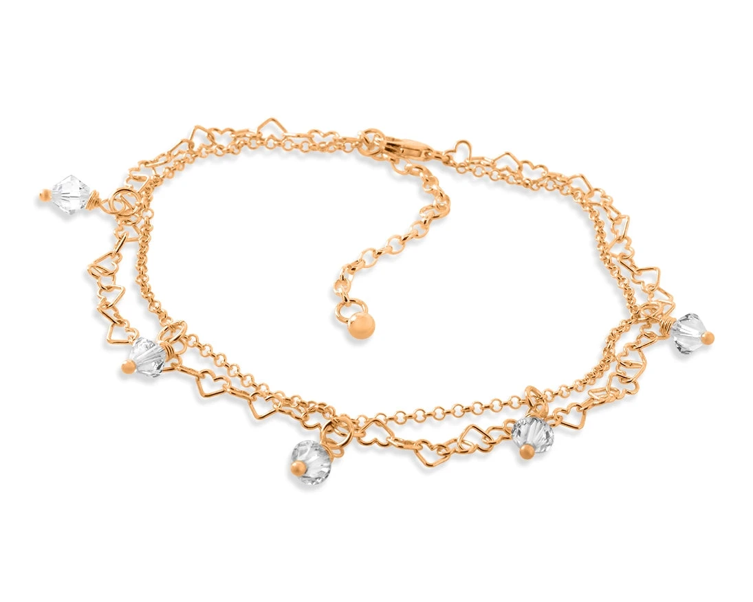 FUßKETTCHEN KRISTALLE FUßSCHMUCK ROSÉ VERGOLDET DAMEN FUßKETTE 1 FUßKETTCHEN KRISTALLE FUßSCHMUCK ROSÉ VERGOLDET DAMEN FUßKETTE