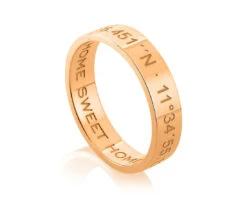 DAMEN & HERREN RING MIT GRAVUR ROSÉ VERGOLDET KOORDINATEN RING