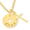 KINDERKETTE ZUR TAUFE, TAUFSCHMUCK VERGOLDET, KREUZ MIT FISCH