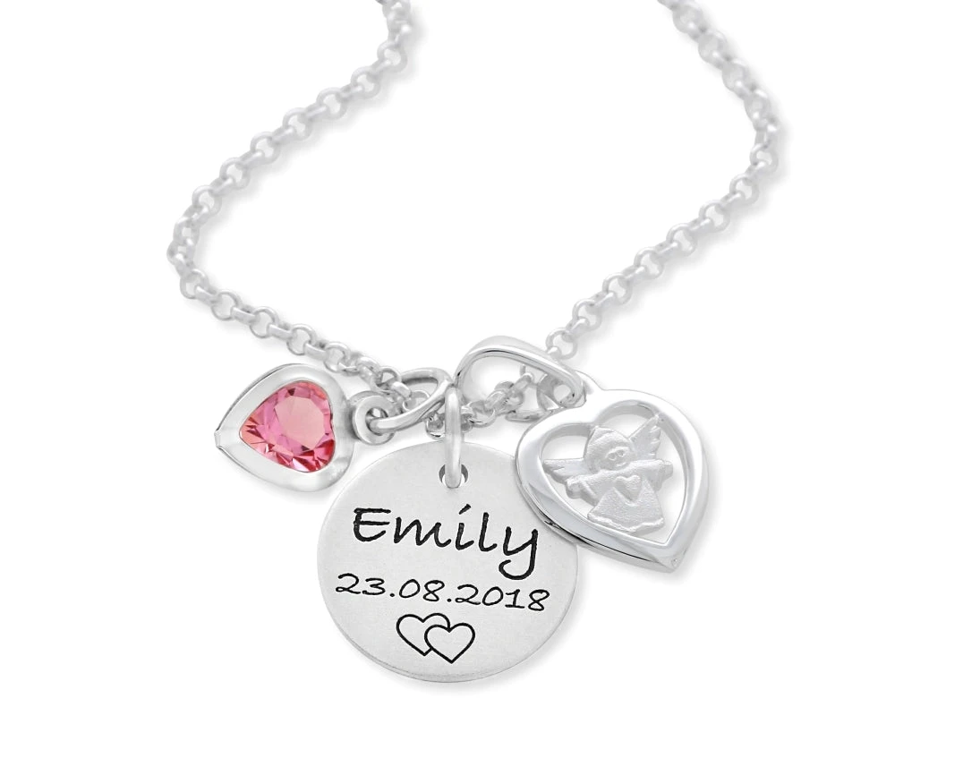 TAUFKETTE SILBER GRAVUR GESCHENK ZUR GEBURT SCHUTZGENGEL 2 TAUFKETTE SILBER GRAVUR GESCHENK ZUR GEBURT SCHUTZGENGEL – Bild 2