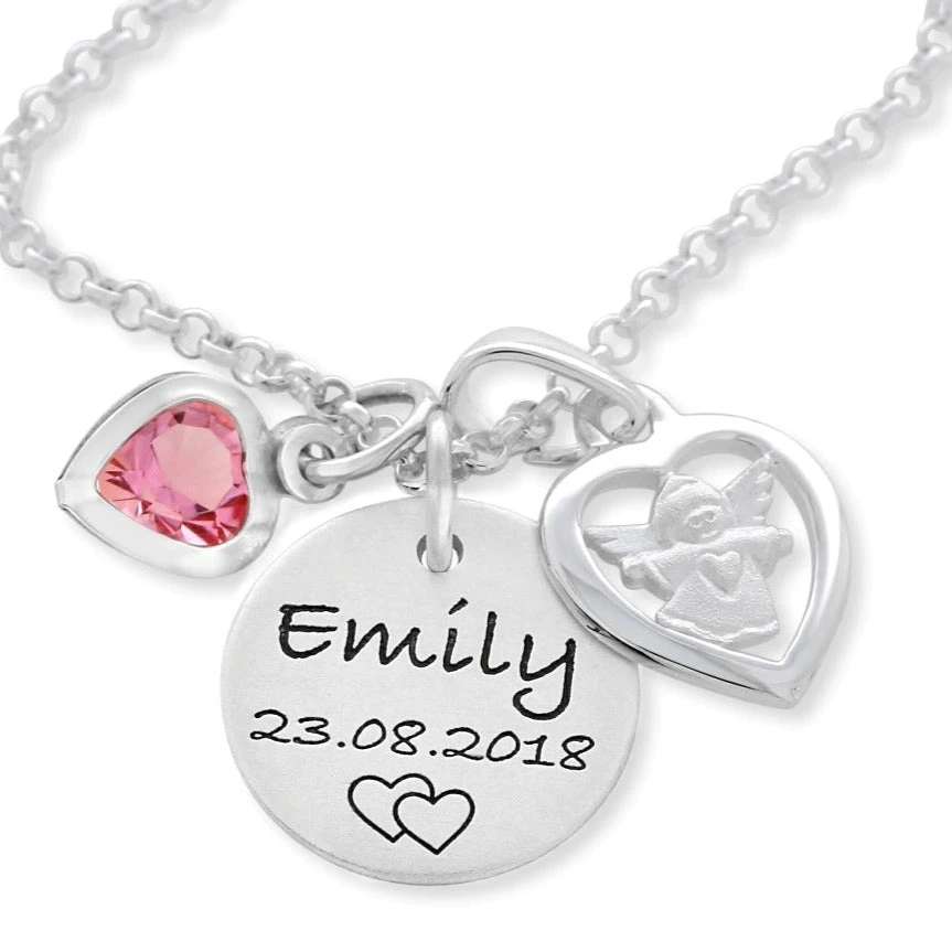 TAUFKETTE SILBER GRAVUR GESCHENK ZUR GEBURT SCHUTZGENGEL 1 TAUFKETTE SILBER GRAVUR GESCHENK ZUR GEBURT SCHUTZGENGEL