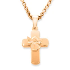 SCHMUCK ZUR TAUFE MIT NAMEN, ENGEL KREUZ ROSÉ