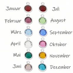 TAUFSCHMUCK 925 SILBER, MEDAILLON MIT GRAVUR, KETTE MIT NAMEN -Modejuwelier Geschäft geburtsstein bersicht 1