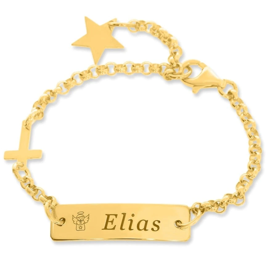 NAMENSKETTCHEN VERGOLDET, ID-ARMBAND ZUR TAUFE 1 NAMENSKETTCHEN VERGOLDET, ID-ARMBAND ZUR TAUFE