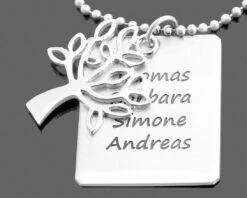 LEBENSBAUM ANHÄNGER MIT KETTE, 925 SILBER SCHMUCK MIT GRAVUR, JUWELIER ONLINE