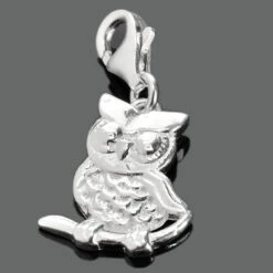 EULENSCHMUCK, CHARM ANHÄNGER EULE, SILBERSCHMUCK, BETTELARMBAND CHARM