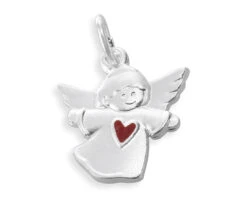 ANHÄNGER SCHUTZENGEL, ENGEL MIT HERZ, TAUFGESCHENK SILBER, GESCHENK ZUR TAUFE