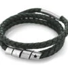 HERRENARMBAND MIT GRAVUR, SCHWARZES LEDERARMBAND, MÄNNERARMBAND