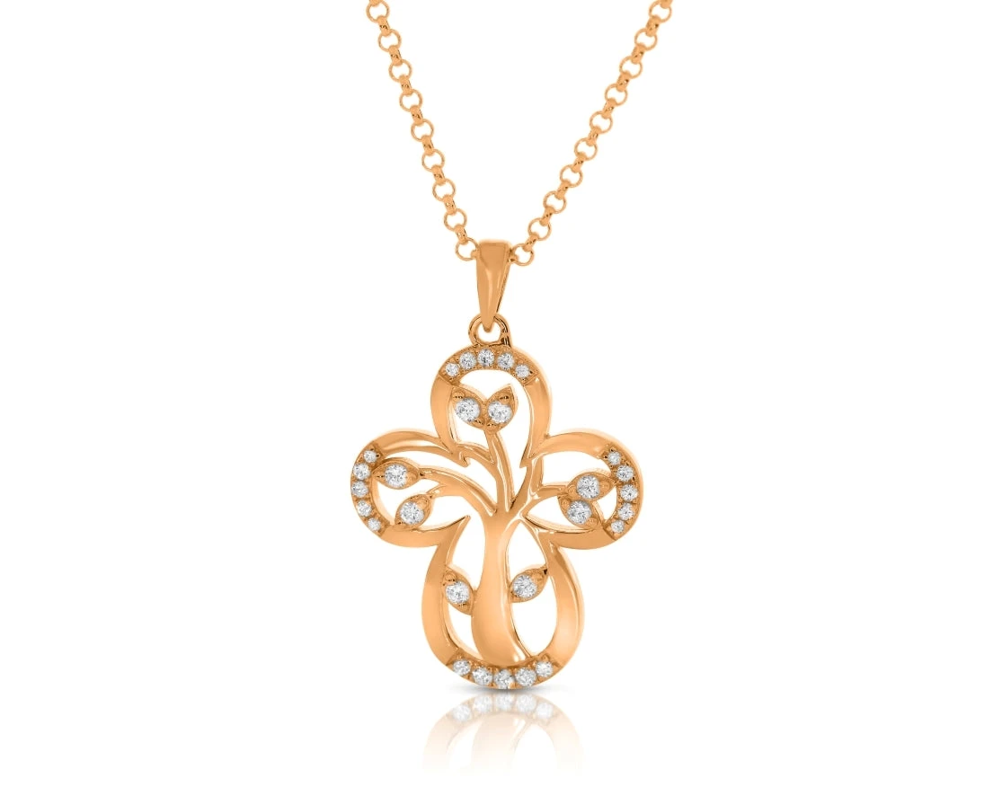 Kreuz Schmuckset Lebensbaum Roségold Halskette Kommunion Konfirmation Geschenk 2 Kreuz Schmuckset Lebensbaum Roségold Halskette Kommunion Konfirmation Geschenk – Bild 2