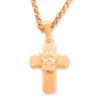 ROSÉ VERGOLDETE KREUZ KETTE MIT ENGEL, KREUZ MIT GRAVUR