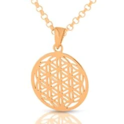 DAMEN KETTE BLUME DES LEBENS ROSÉ VERGOLDET