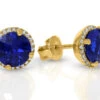 Vergoldete Ohrstecker Blau Aus 925 Sterling Silber