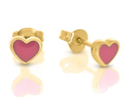 Ohrrstecker Herz Rosa Vergoldet Kinderschmuck Mädchen