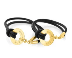 LEDERARMBÄNDER MIT GRAVUR, HOCHWERTIGE PARTNERARMBÄNDER, ANHÄNGER VERGOLDET