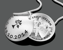 MEDAILLON MIT SCHUTZENGEL, GESCHENK ZUR TAUFE, SCHMUCK GRAVUR